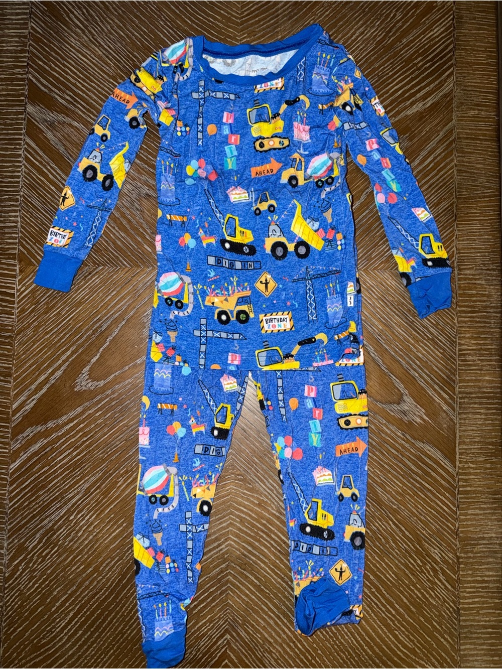 Little Sleepies Blue Construction Vehicles Pajama Top